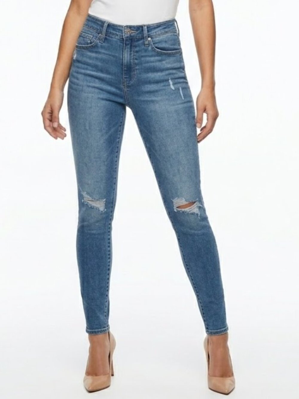 Signature by Levi Strauss Indie Sleaze Distressed Mid Rise Super Skinny Jeans 26